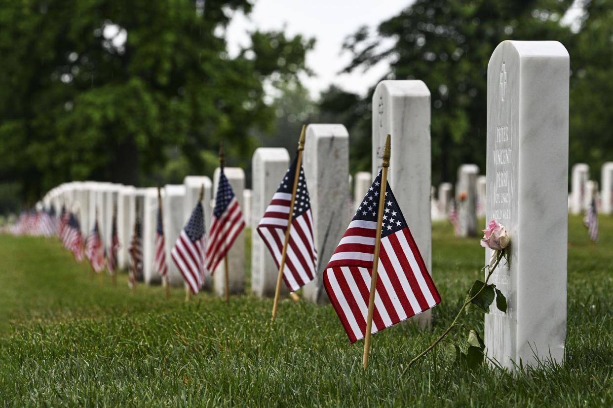 Headstones American flags Arlington National CemeteryCelal Gunes/Anadolu Agency via Getty Images