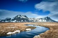 <p>A river flows toward a mountainscape in Iceland // October 10, 2014</p>