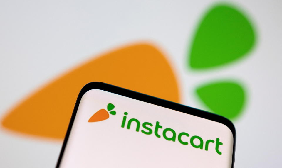 Smartphone with displayed Instacart logo is seen in this illustration.