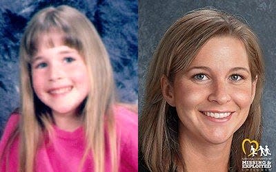 Morgan Nick at age 6, left, and an age progression photo of what she might look like today. Nick has been missing for almost 26 years. After a recent documentary aired, the Alma Police Department has received almost 300 new leads in the case.