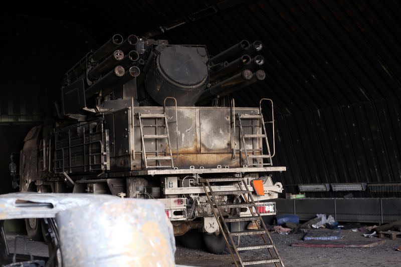 Rocket launcher vehicle is seen after fighters loyal to Libya's internationally recognised government took control of Watiya airbase near Tripoli