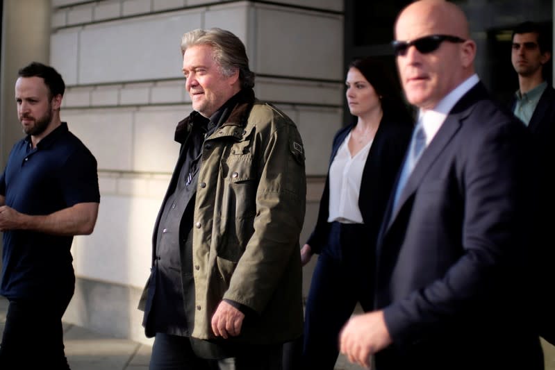 Former White House chief strategist Steve Bannon departs after testifying in the criminal trial of Roger Stone, former campaign advisor to U.S. President Donald Trump, on charges of lying to Congress, obstructing justice and witness tampering at U.S. Distr
