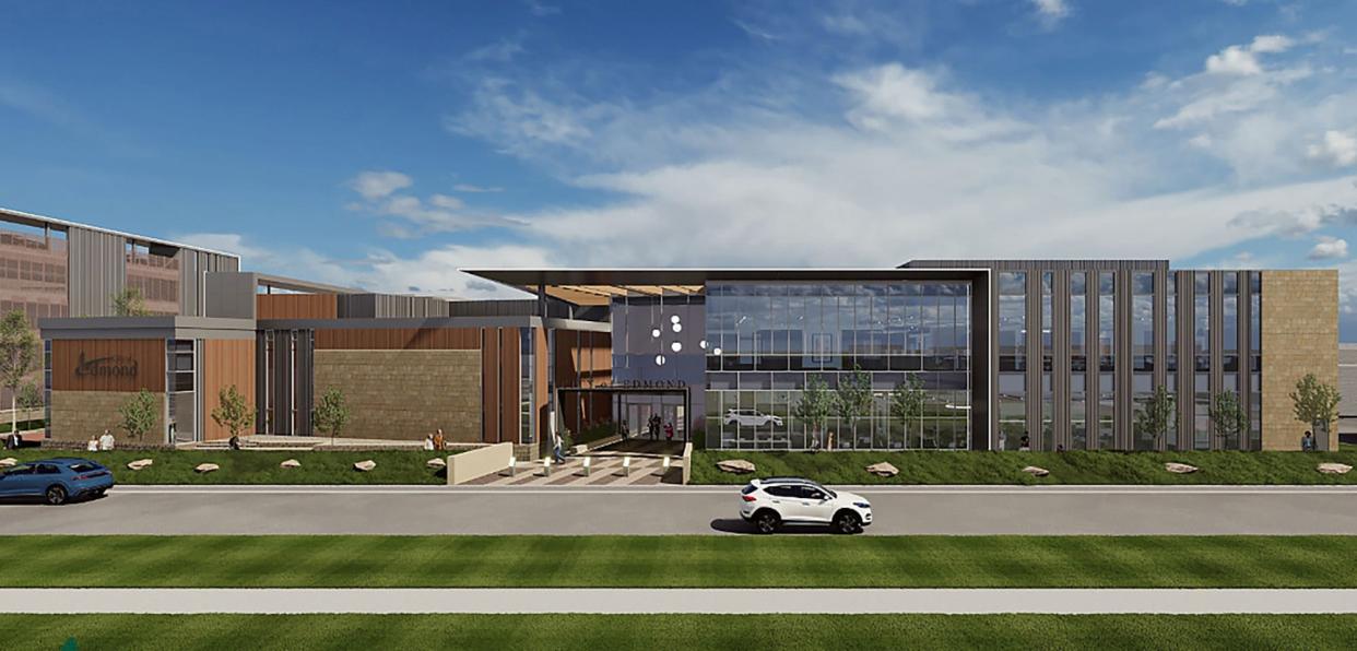 A rendering shows what Edmond's new city hall will look like after it is completed.