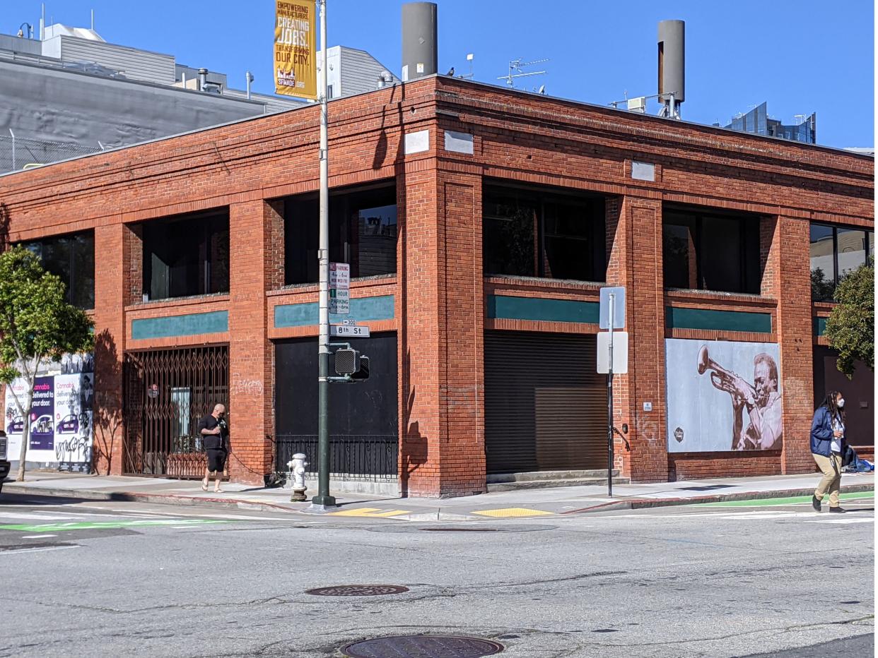 This image shows the building at 1200 Folsom St. in San Francsico on March 23, 2021, hosting the headquarters of the start-up BetterUP closed during the pandemic as staff work remotely. - Britain's Prince Harry on March 23 became the first chief 