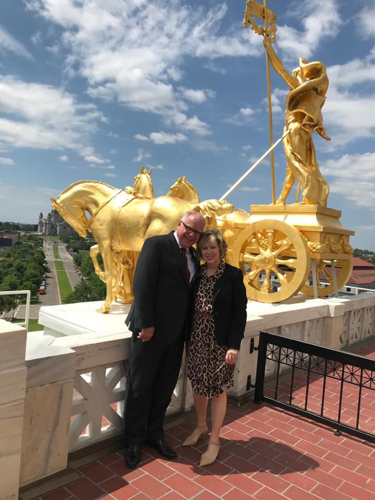 Tim Walz and wife Gwen. They met while teaching in temporary classrooms (Tim Walz/Facebook)