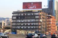 A billboard of the Lebanese Forces, a christian political party, is pictured in Dbayeh