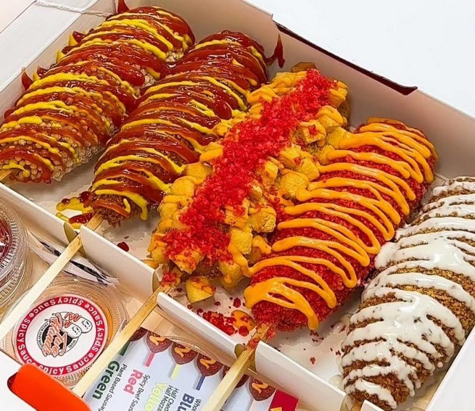 A selection of Korean corn dogs from Two Hands at the Sierra Vista Mall in Clovis.