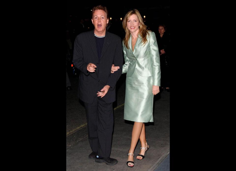 Sir Paul McCartney and his wife Heather Mills arriving for the Daily Mirror Pride of Britain Awards 2003 at the London Hilton Hotel on Park Lane.  * 28/05/03 The couple,  announced they were expecting their first child and were said to be "delighted" with the news. 