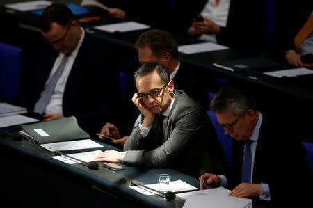 German Justice Minister Heiko Maas attends debate at the German lower house of parliament Bundestag in Berlin, Germany, February 22, 2018. REUTERS/Axel Schmidt