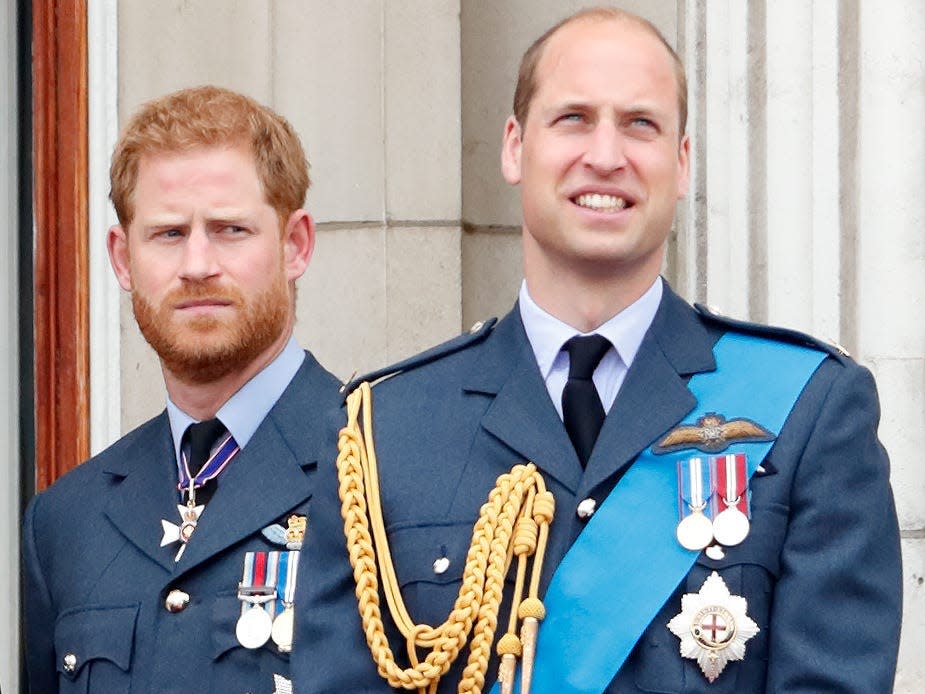 Prince Harry and Prince William on the balcony the balcony of Buckingham Palace on July 10, 2018 in London, England.