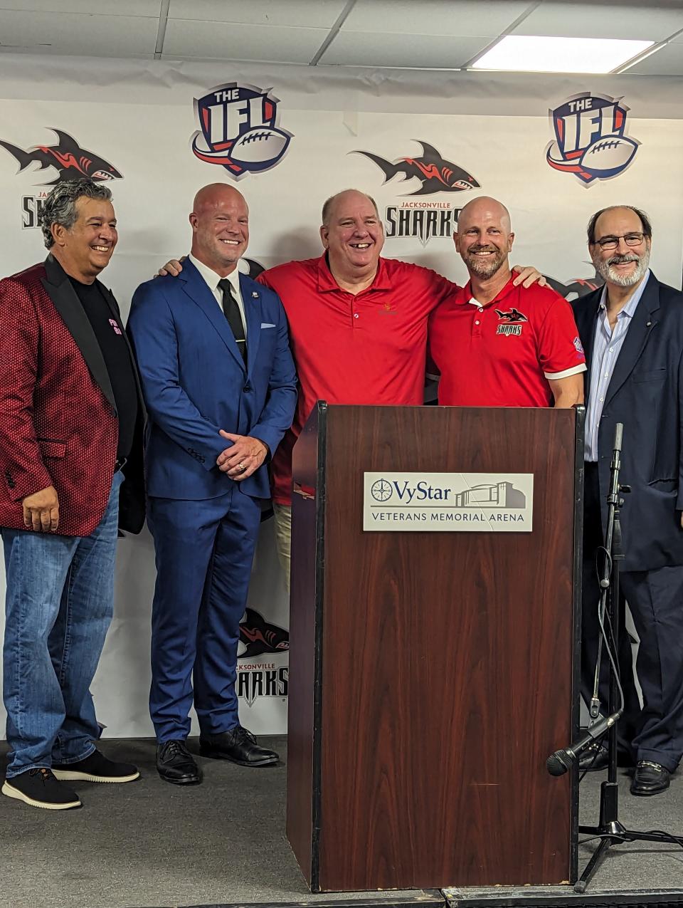 The Jacksonville Sharks joined the Indoor Football League at VyStar Veterans Memorial Arena on Tuesday.