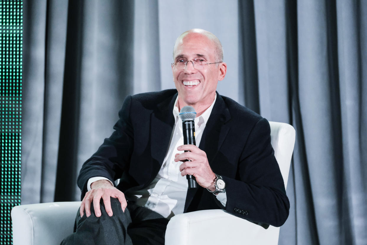 BANFF, AB - JUNE 9:  Jeffrey Katzenberg discusses his career at the 40th anniversary Banff World Media Festival Summit Series on June 9, 2019 in Banff, Canada. (Photo by Phillip Chin/Getty Images)