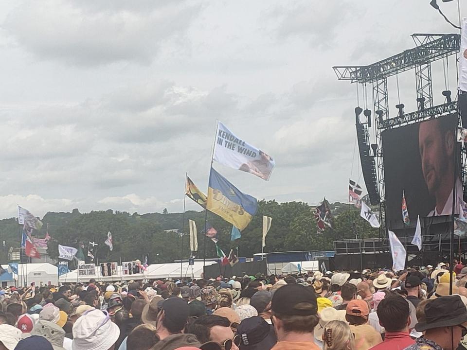 Kendall in the Wind flag at Glastonbury 2023, day 3 (Jacob Stolworthy)