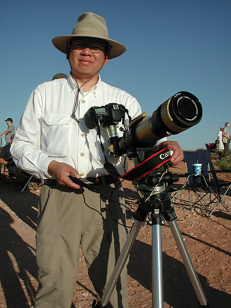 Edwin Aguirre imaged the annular eclipse at hydrogen-alpha wavelength using a 60-millimeter double-stack-filtered Coronado SolarMax II hydrogen-alpha telescope, a 2X Barlow lens, and a Canon EOS 7D DSLR camera.