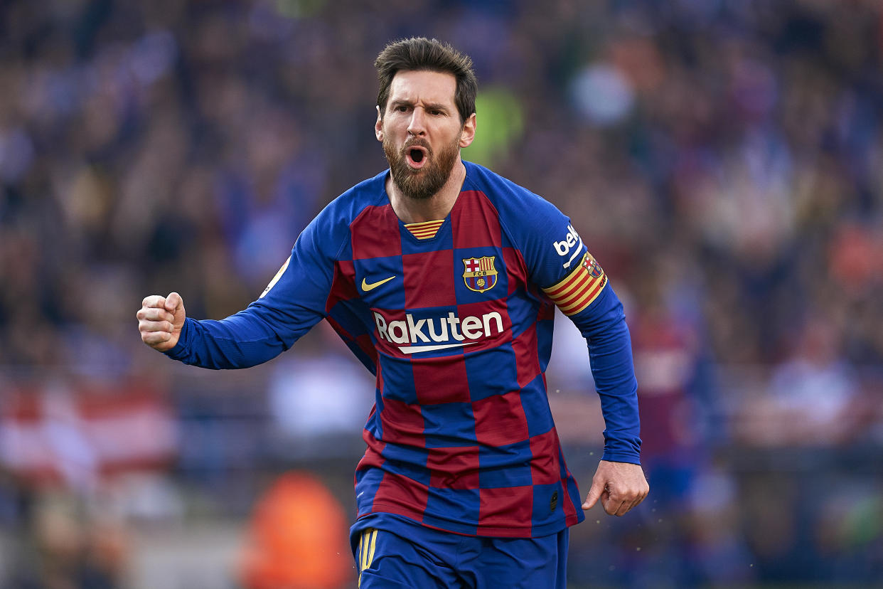 Lionel Messi scored four goals, including a first-half hat trick, on Saturday against Eibar. (Photo by Pedro Salado/Quality Sport Images/Getty Images)