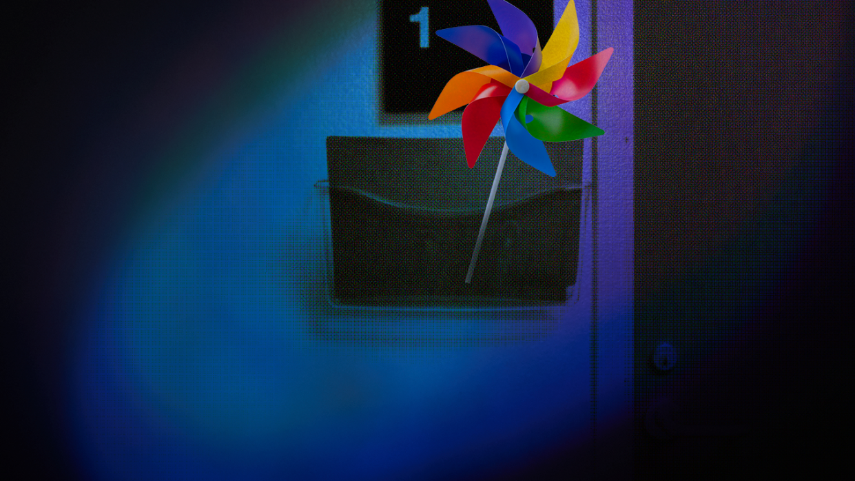 a colorful pinwheel in a box