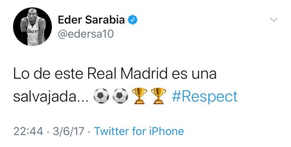 Los tuits antiguos de Eder Sarabia elogiando al Real Madrid