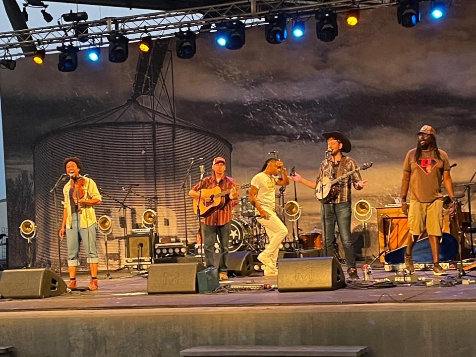 Gangstagrass, a group that fuses bluegrass and hip-hop, performs at the North Carolina Museum of Art in Raleigh on May 20.