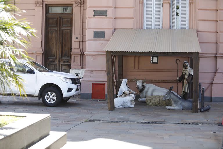 Pesebre que armaron en la Casa Rosada