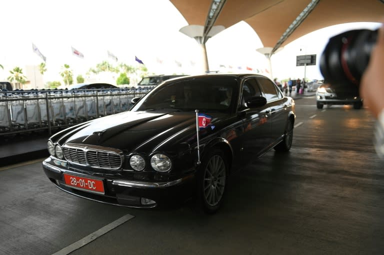 The diplomatic car transporting North Korean ambassador to Malaysia Kang Chol is seen driving up to the departure hall of the Kuala Lumpur International Airport in Sepang on March 6, 2017