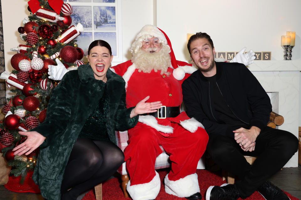 LONDON, ENGLAND - NOVEMBER 09: LadBaby (Mark and Roxanne Hoyle) attend the VIP launch party for Christmas at Hamleys on November 09, 2023 in London, England. (Photo by Tristan Fewings/Getty Images for Hamleys)