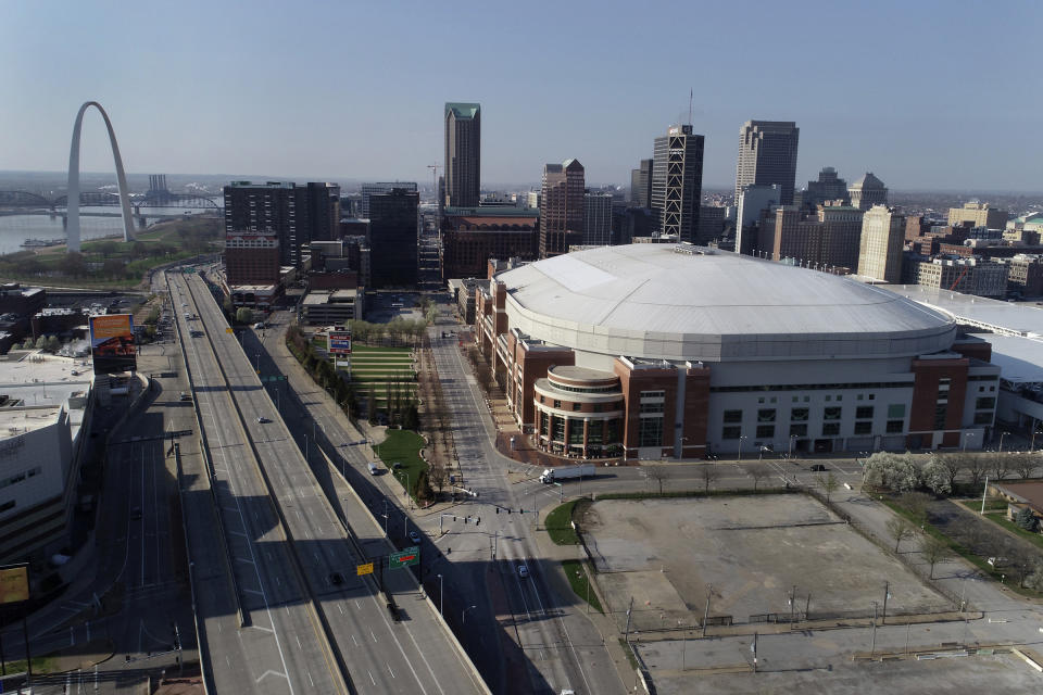 The Dome at America's Center Wednesday, April 1, 2020, in St. Louis, Missouri. | Jeff Roberson—AP