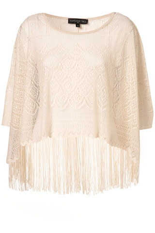 Tall Cream Crochet Fringe Crop Top, $60, at Topshop