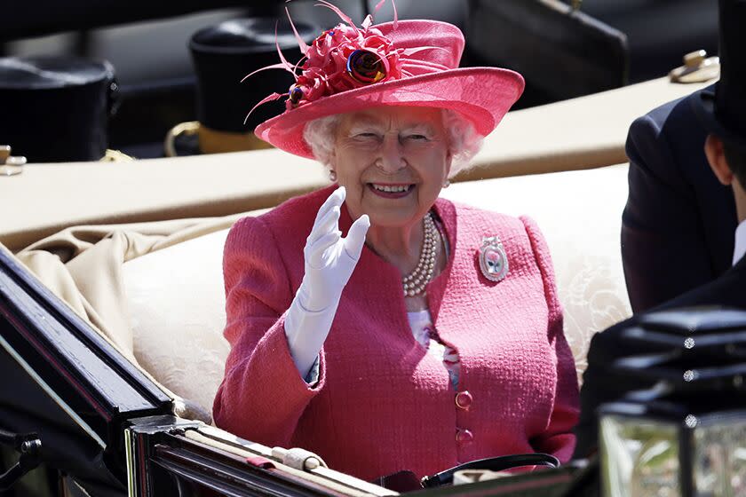 Britain's Queen Elizabeth II arrives on the third day of the Royal Ascot horse race meeting in 2018.