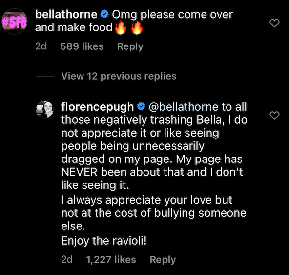 Florence Pugh defends Bella Thorne from Instagram trollsInstagram