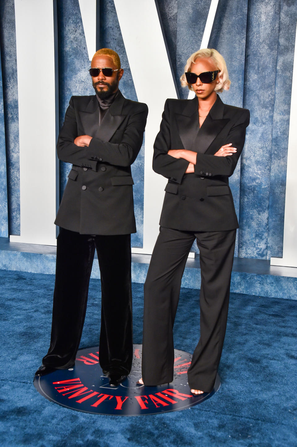 LaKeith Stanfield and Kasmere Trice at the 2023 Vanity Fair Oscar Party held at the Wallis Annenberg Center for the Performing Arts on March 12, 2023 in Beverly Hills, California. (Photo by Alberto Rodriguez/Variety via Getty Images)