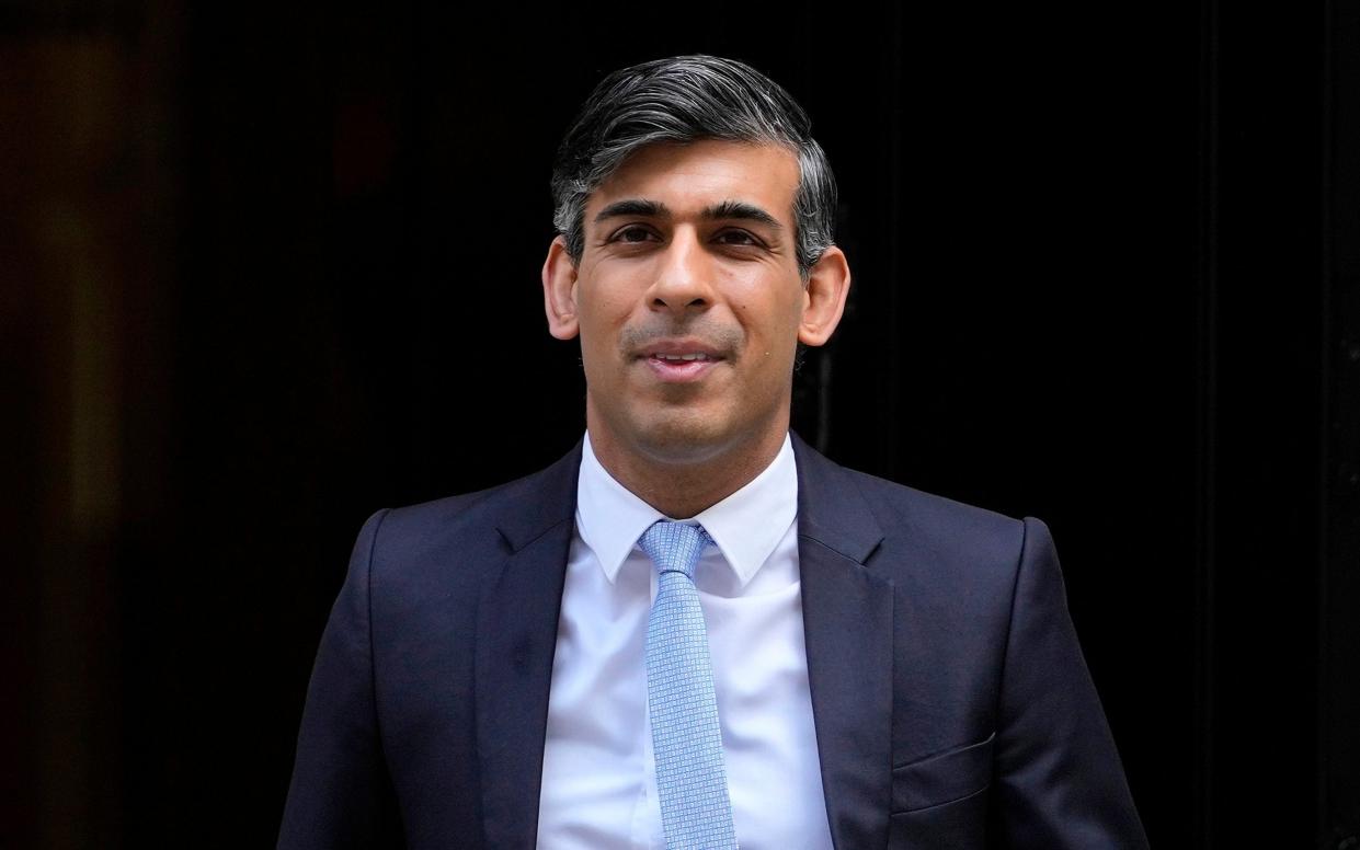 Britain's Prime Minister Rishi Sunak leaves 10 Downing Street to attend the weekly session of Prime Ministers Questions in Parliament in London