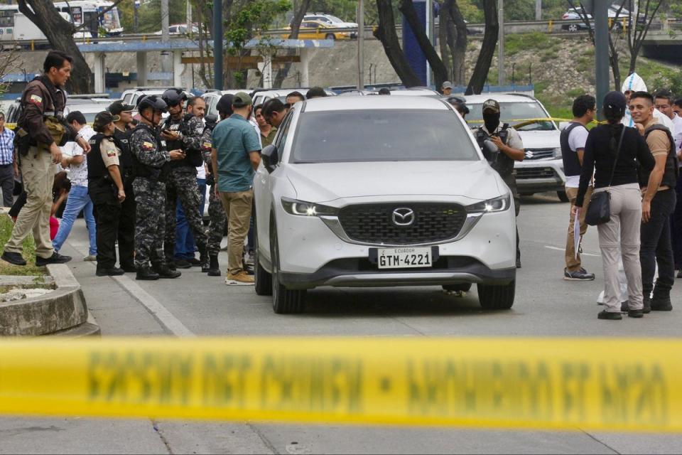 National Police where prosecutor Cesar Suarez was shot dead in Guayaquil, Ecuador (AFP via Getty Images)