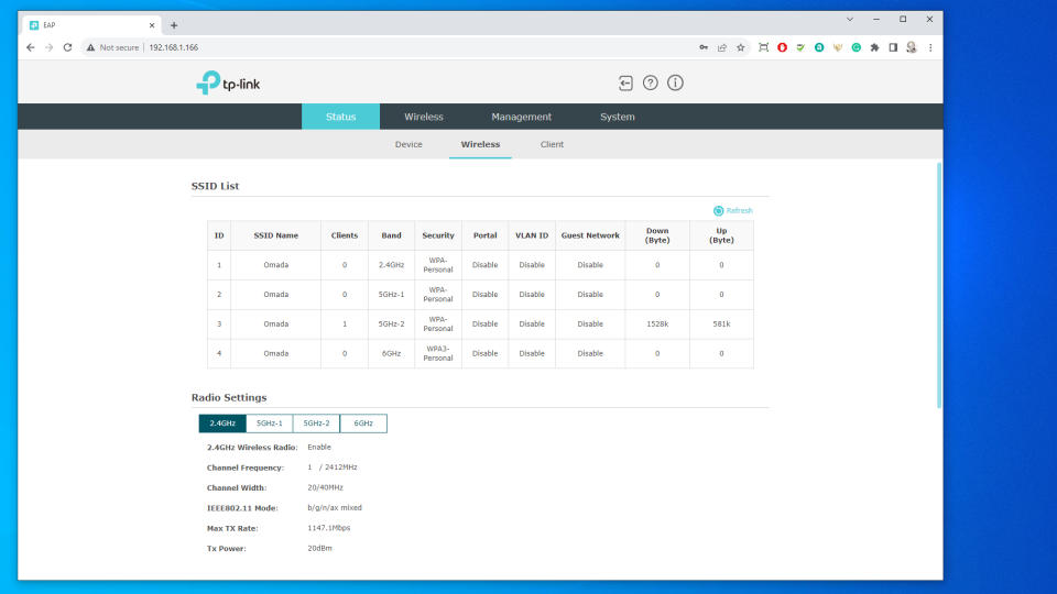 TP-Link Omada EAP690E HD web interface