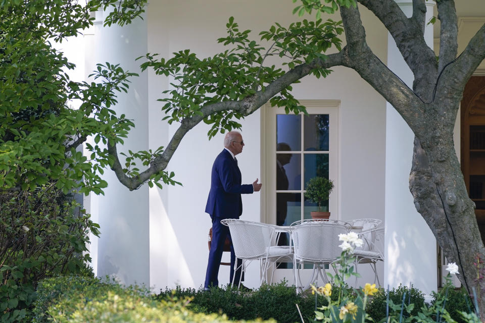 President Joe Biden arrives at the White House, Tuesday, Aug. 10, 2021, in Washington. (AP Photo/Evan Vucci)