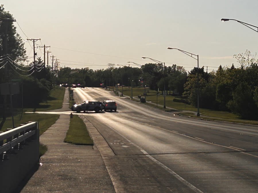 Columbus police at the scene in west Columbus of a shooting involving an officer and the suspect in a shooting at a West Jefferson Amazon facility Sunday afternoon. (COLE KOVALCHIK/NBC4)