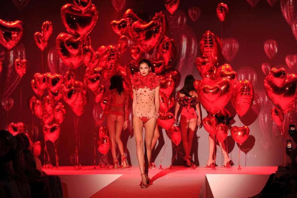 PARIS, FRANCE - JULY 02: A model walks the runway during the Zahia Couture show as part of Paris Fashion Week Fall / Winter 2013 at Hotel Salomon de Rothschild on July 2, 2012 in Paris, France. (Photo by Pascal Le Segretain/Getty Images)