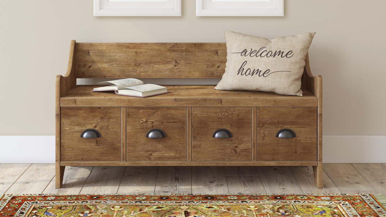 Add comfort and utility to your entryway with a storage bench.