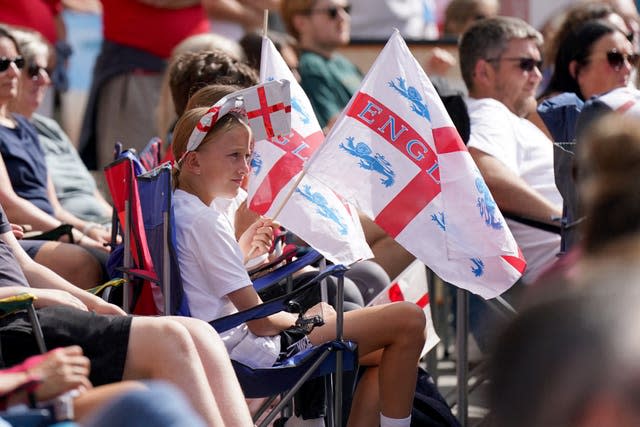 England fans in Cathedral Square, Worcester 