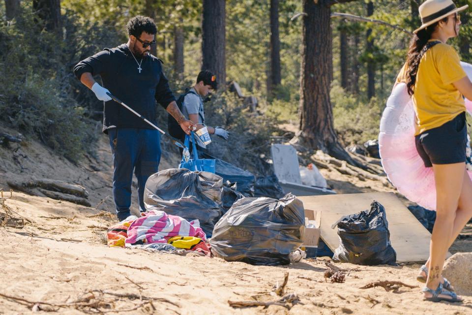 Volunteers pick up trash from Lake Tahoe's beaches