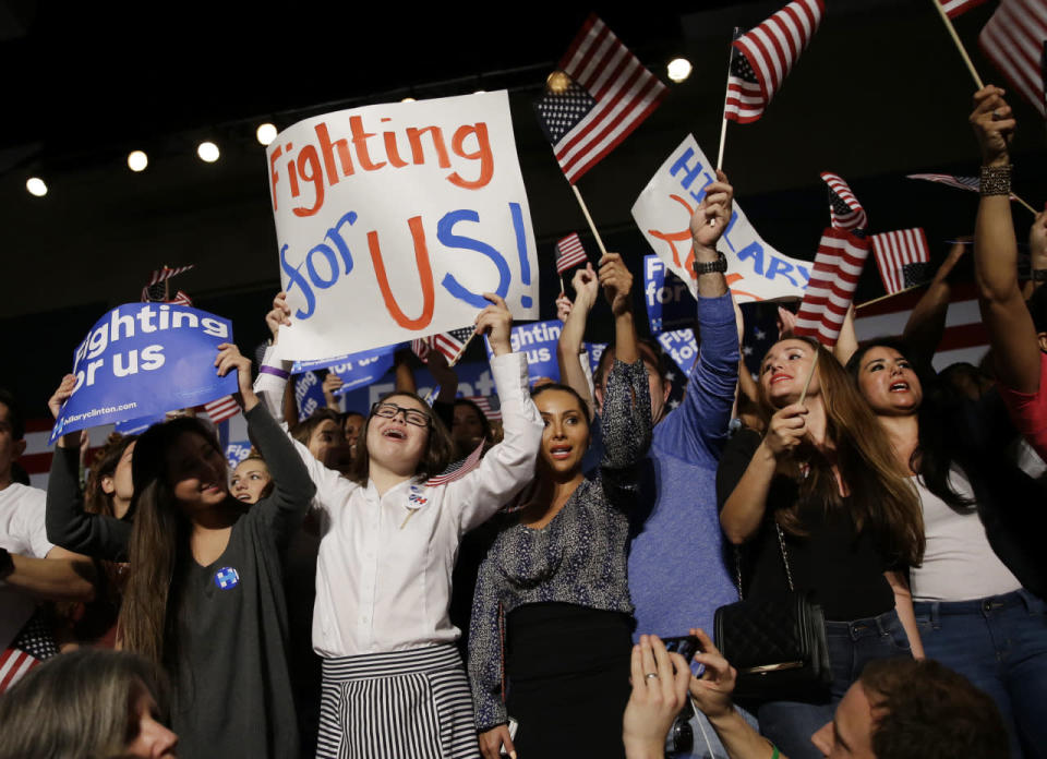 Clinton supporters celebrate