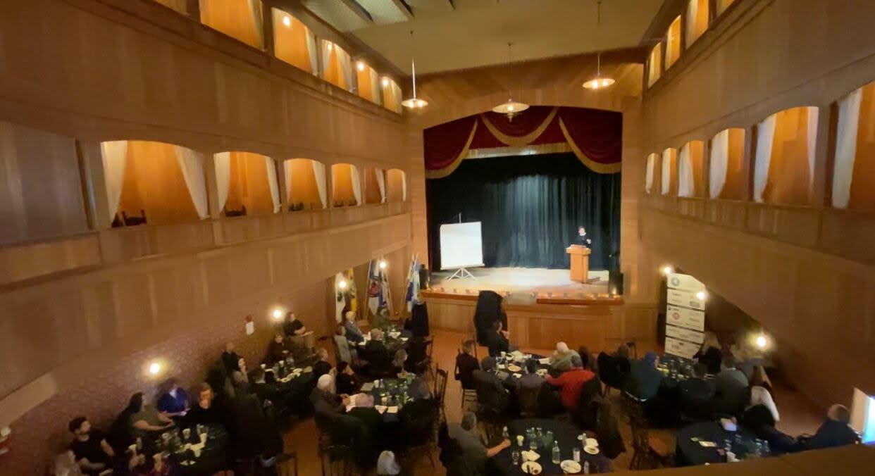 Melissa Lantsman, the deputy leader of the Conservative Party of Canada, was a keynote speaker during the Association of Yukon Communities annual meeting in Dawson City, Yukon.  (Chris MacIntyre/CBC - image credit)