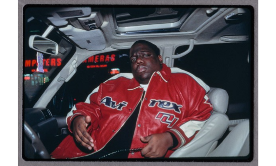 The rapper The Notorious B.I.G., who died in 1997, is seen in this 1996 photo taken by famed photographer and Jersey City resident Ernie Paniccioli.