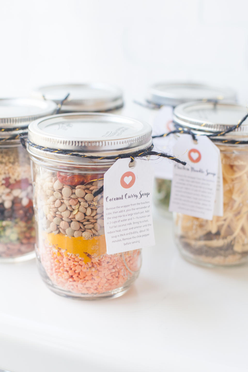 Homemade soup mixes in a jar