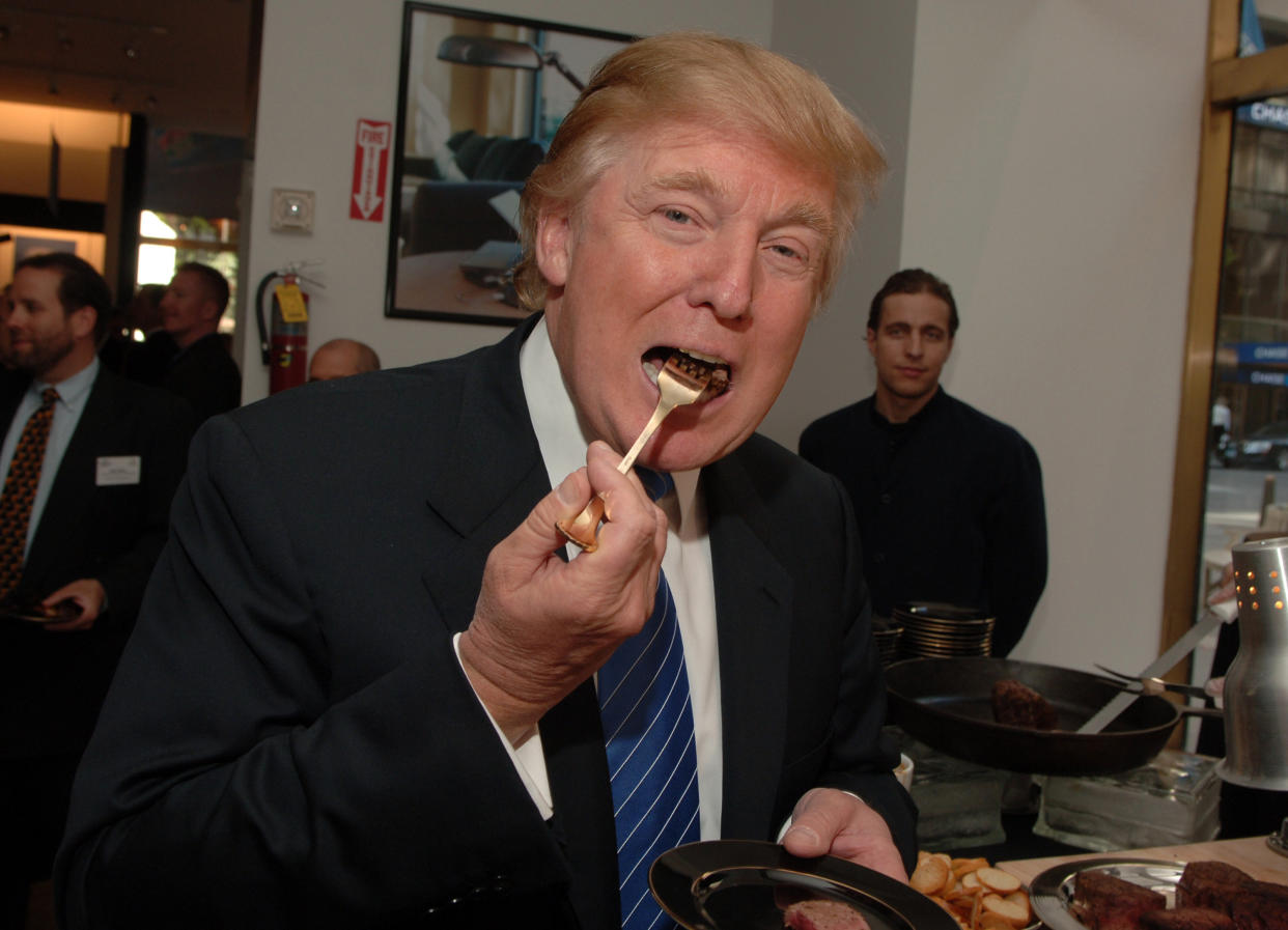 Donald Trump during launch of Trump Steaks in New York City. (Photo: Stephen Lovekin via Getty Images)