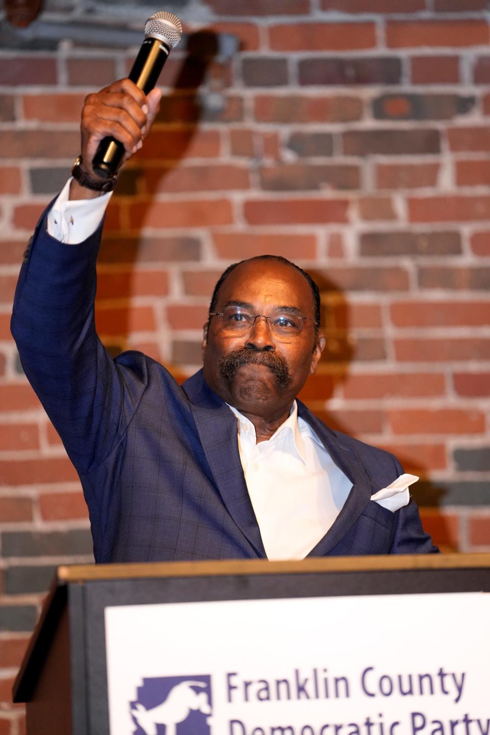 Ohio Democratic Senator Hearcel F. Craig speaks to the crowd at the Franklin County Democratic Party celebration at Strongwater in Columbus, Ohio on November 8, 2022. 