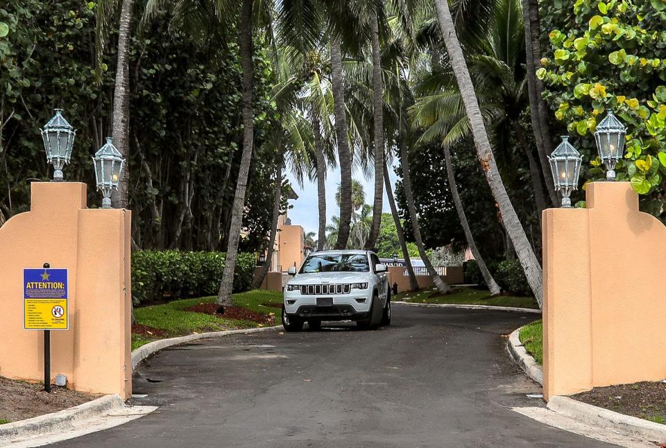 Car sits inside a gate at Mar-a-Lago near S. Ocean Blvd. Thursday morning August 11, 2022.