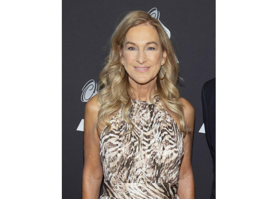 FILE - This Nov. 13, 2019 file photo shows Recording Academy President & CEO Deborah Dugan at the Latin Grammy special merit awards in Las Vegas. Dugan has fired back at the Recording Academy with a complaint claiming she was retaliated against after reporting she was subjected to sexual harassment and gender discrimination during her six-month tenure. Lawyers for Dugan, who the academy placed on administrative leave last week, filed a discrimination case with the Equal Employment Opportunity Commission on Tuesday. In the complaint, she claims she was subjected to sexual harassment from the academy’s general counsel. (Photo by Eric Jamison/Invision/AP, File)