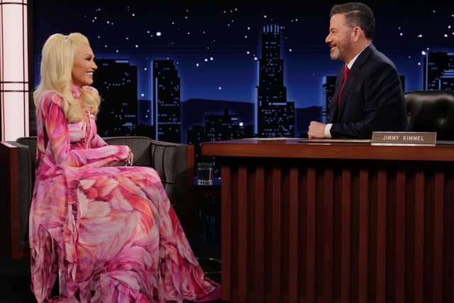 <p>Disney/Randy Holmes</p> Gwen Stefani on Jimmy Kimmel Live! on Feb. 14, 2024