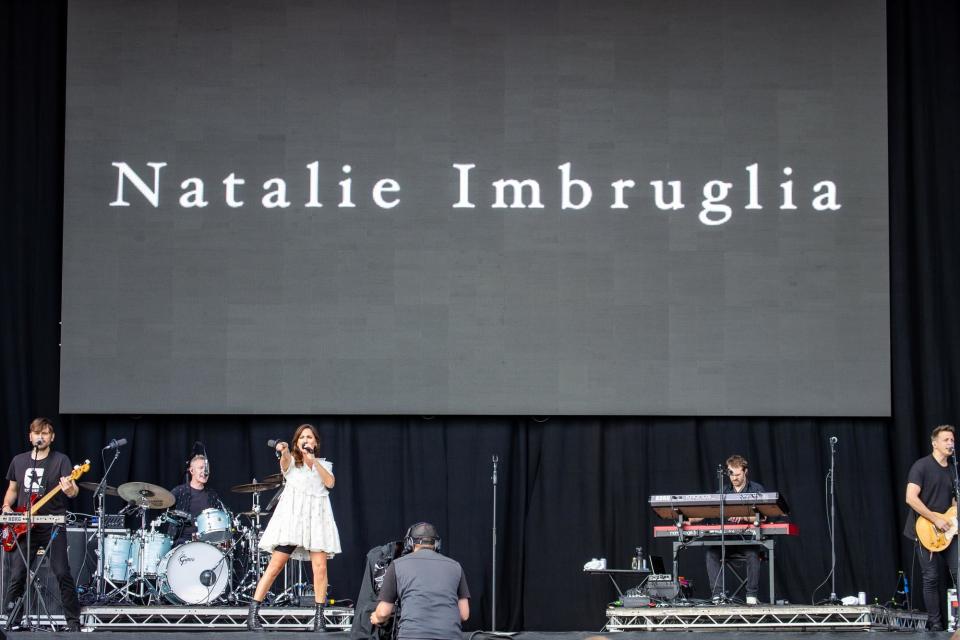Natalie Imbruglia was the big lunchtime act on the Common Stage on Saturday afternoon. Photo by Alex Shute