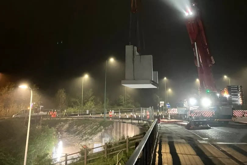 Works are taking place to install a footbridge across the A19 at Cold Hesledon